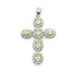 Ladies .925 Italian Sterling Silver cross pendant with green stones Length - 2 inches Width - 1.18 i