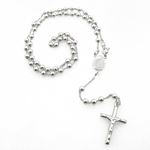 "Mens .925 Italian Sterling Silver white beaded rosary Length - 20 inches Width - 4mm (extender - 4.