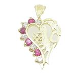 Ladies 10K Solid Yellow Gold #1 mom heart pendant Length - 1.22 inches Width - 18mm 1