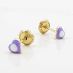 14K Yellow gold Simple heart stud earrings for Children/Kids web146 3