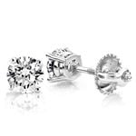 Ladies Platinum Natural Diamond Stud Earrings With