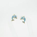 "14K Gold Earrings heart star flower dolphin penguin for Childeren