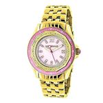 Real Diamond Watch For Women With Pink Bezel And F