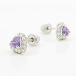 14K White gold Heart cz stud earrings for Children/Kids web254 3