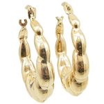 10k Yellow Gold earrings Fancy puff bamboo gold earrings AGBE72 1