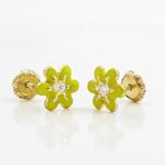14K Yellow gold Flower cz stud earrings for Children/Kids web19 3