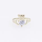 10k Yellow Gold Syntetic white gemstone ring ajr12 Size: 4 3