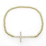 Ladies .925 Italian Sterling Silver yellow cross ball bracelet Diameter - 2.36 inches 1