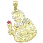 Mens 10k Yellow gold White and red gemstone mary charm EGP103 1