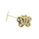 14K Yellow gold Thin butterfly cz stud earrings for Children/Kids web418 1