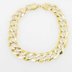 Mens 10k Yellow Gold diamond cut figaro cuban mariner link bracelet AGMBRP8 8.5 inches long and 7mm 