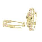 14K Yellow gold X weave cz hoop earrings for Children/Kids web400 1