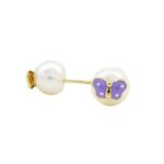 14K Yellow gold Butterfly pearl stud earrings for Children/Kids web78 1