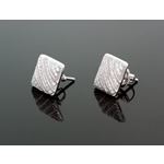 Sterling Silver Unisex Fashion Square Hand Set Stud Earrings ME0226b 1