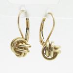 womens bp18 fancy earrings 14K yellow gold italian ball stud huggie hoop 1