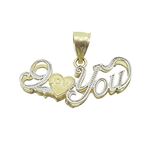 Ladies 10K Solid Yellow Gold curved I love you pendant Length - 23.5mm Width - 1.26mm 1