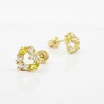 14K Yellow gold Heart fancy cz stud earrings for Children/Kids web438 3