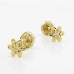 14K Yellow gold Fancy flower cz stud earrings for Children/Kids web184 3