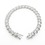 Ladies .925 Italian Sterling Silver round fancy cz bracelet Length - 7.5 inches Width - 7mm 3