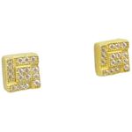 Mens .925 sterling silver Yellow 4 row square earring MLCZ123 3mm thick and 6mm wide Size 1