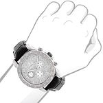 Luxurman Mens Diamond Watch 0.25 ct Freeze Black Genuine Leather Strap 3