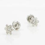 14K White gold Fancy flower cz stud earrings for Children/Kids web183 3