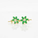 14K Yellow gold Flower cz hoop earrings for Children/Kids web44 3