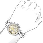 Luxurman Ladies MOP Real Diamond Watch 0.3ct Two Tone Interchangeable Straps 3