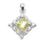 Ladies .925 Italian Sterling Silver fancy pendant with yellow stone Length - 26mm Width - 19mm 1