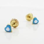 14K Yellow gold Simple heart stud earrings for Children/Kids web145 3