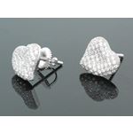 Sterling Silver Heart Shape Fashion Hand Set Stud Earrings ME0213c 1