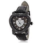 Luxurman Ladies Diamond Heart Watch 0.25ct Black MOP Paved in Sparkling Stones 1