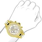 Luxurman Watches: Mens Liberty Genuine Diamond Watch 0.5ct Yellow Gold Plated 3
