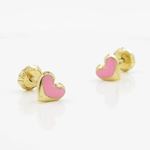 14K Yellow gold Heart stud earrings for Children/Kids web107 3