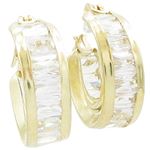 Womens 10k Yellow gold White cz hoop earring ELMI8 1