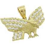 Mens 10k Yellow gold White gemstone eagle charm EGP77 1