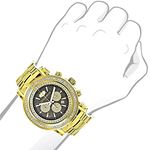 Large Luxurman Real Diamond Bezel Watch 2.5ct Escalade Yellow Gold Plated 3