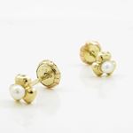 14K Yellow gold Fancy flower pearl stud earrings for Children/Kids web197 3