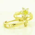 14K Yellow gold Flower cz hoop earrings for Children/Kids web265 3
