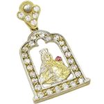 Mens 10k Yellow gold Red and white gemstone mary charm EGP46 1