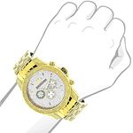 Luxurman Mens Diamond Watch 0.5ct Yellow Gold Plated in White Sparkling Stones. 3