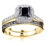 10K White Black 1.2 Ctw Diamonds Unique Bridal Eng