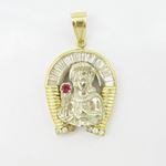 Mens 10k Yellow gold Red and white gemstone mary horse shoe charm EGP42 3