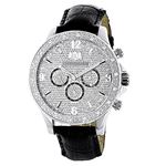 Luxurman Mens Diamond Watch 0.18 ct Polished Silver Tone Stainless Steel Case 1