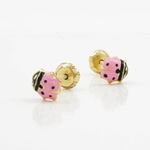 14K Yellow gold Bettle stud earrings for Children/Kids web162 3