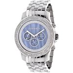 Luxurman Watches Mens Diamond Watch 0.25ct Blue Mother of Pearl face Chronograph 1