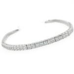 Ladies .925 Italian Sterling Silver princess cut cz bracelet Length - 8 inches Width - 3mm 1