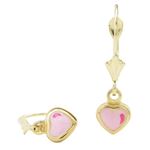 14K Yellow gold Heart chandelier earrings for Children/Kids web462 1