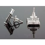 .925 Sterling Silver White Square White and Black Onyx Crystal Micro Pave Unisex Mens Stud Earrings 