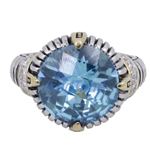 "Ladies .925 Italian Sterling Silver Baby blue synthetic gemstone ring SAR9 6